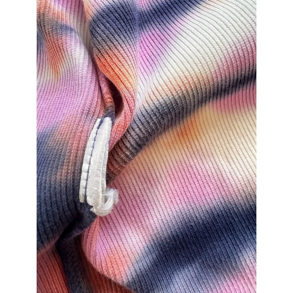 YFB Tie Dye Ribbed Midi Tank Dress Womens S Racerback Bodycon White Blue Pink